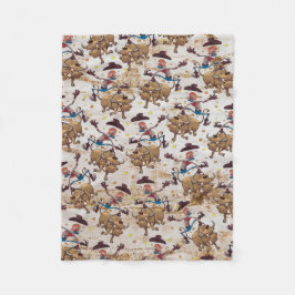 Rodeo Cowboy Bull Riding Cartoon All-Over-Print Fleece Deken