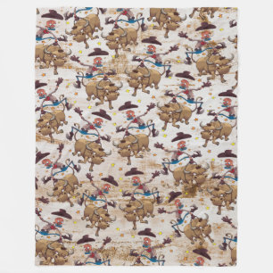 Rodeo Cowboy Bull Riding Land Western Fleece Deken