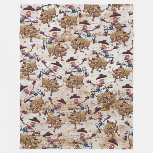 Rodeo Cowboy Bull Riding Land Western Fleece Deken (Voorkant)