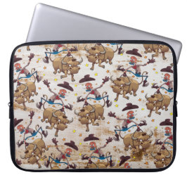 Rodeo Cowboy Bull Riding Land Western Laptop Sleeve