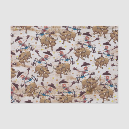 Rodeo Cowboy Bull Riding Land Western Tissuepapier (Voorkant)