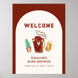 Rodeo Cowboy Cactus Beer Arch Baby shower Welkom Poster