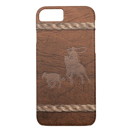 Rodeo Cowboy - Calf Roping, Leather & Rope Case-Mate iPhone Case (Achterkant)