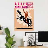 rodeo cowboy die een bronco poster maakt (Thuiskantoor)