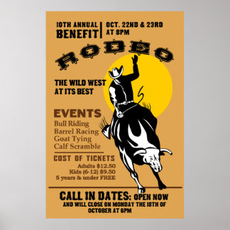 rodeo cowboy die een bronco poster maakt