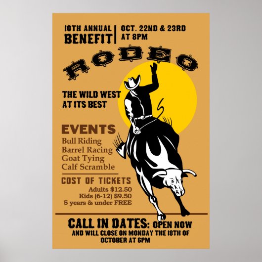 rodeo cowboy die een bronco poster maakt (Voorkant)