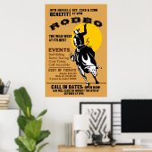 rodeo cowboy die een bronco poster maakt (Thuiskantoor)