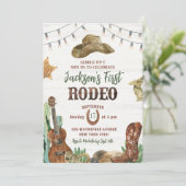 Rodeo Cowboy Eerste Verjaardagsfeest Uitnodiging (Staand voorkant)