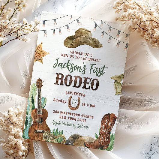 Rodeo Cowboy Eerste Verjaardagsfeest Uitnodiging