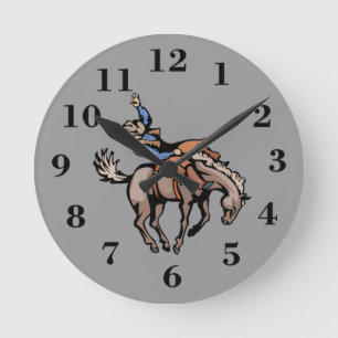 rodeo cowboy en bucking horse klok