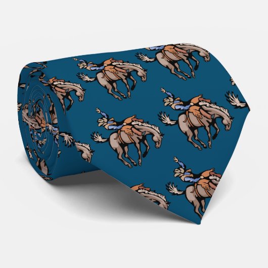 Rodeo Cowboy en Bucking Horse stropdas (Opgerold)