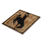Rodeo Cowboy Horse Bronco Silhouette Tegeltje (Zijkant)