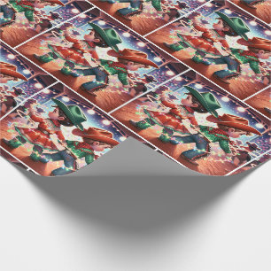 Rodeo Cowboy Kinder draaiende kerstverlichting Cadeaupapier