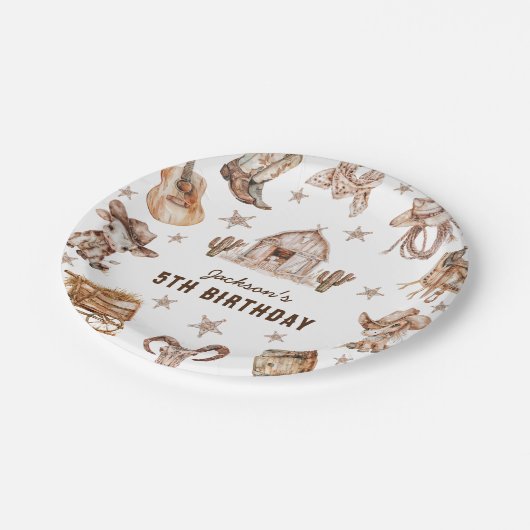 Rodeo Cowboy Kinderen Verjaardag Papieren Bordje (Gekanteld)