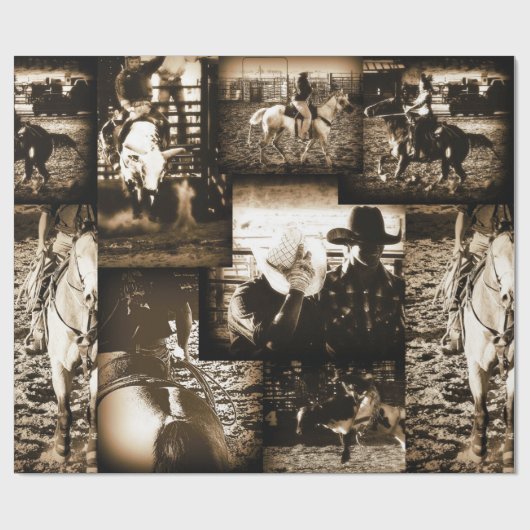 Rodeo Cowboy Landelijk Land Westers Cadeaupapier (Vlak)
