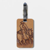 Rodeo Cowboy met western leder Bagagelabel (Achterkant verticaal)