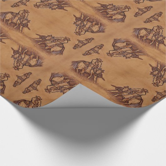 Rodeo Cowboy met western leder Cadeaupapier (Hoek)