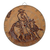 Rodeo Cowboy met western leder Dartbord (Voorkant)