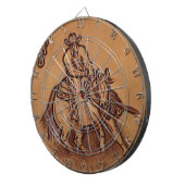 Rodeo Cowboy met western leder Dartbord (Voorkant Rechts)