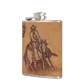 Rodeo Cowboy met western leder Heupfles (Links)