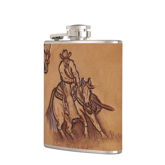 Rodeo Cowboy met western leder Heupfles (Links)