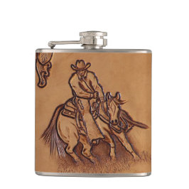 Rodeo Cowboy met western leder Heupfles