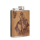 Rodeo Cowboy met western leder Heupfles (Rechts)