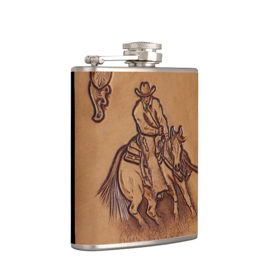 Rodeo Cowboy met western leder Heupfles (Rechts)