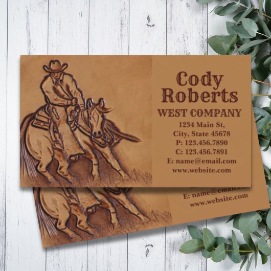 Rodeo Cowboy met western leder Visitekaartje