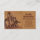 Rodeo Cowboy met western leder Visitekaartje (Voorkant)