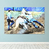 *~* Rodeo Cowboy Paard AR22 WesternVintage Canvas Afdruk (Insitu (Houten vloer))