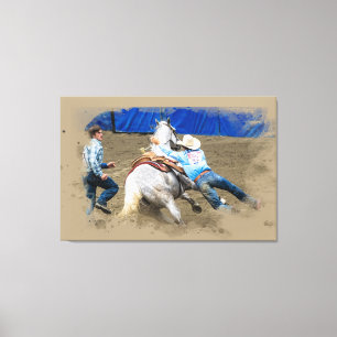 *~* Rodeo Cowboy Paard Western AR22 Canvas Afdruk