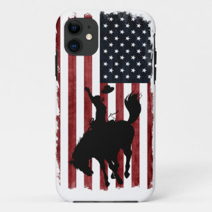 Rodeo Cowboy Patriotic Grunge Flag Case-Mate iPhone Case