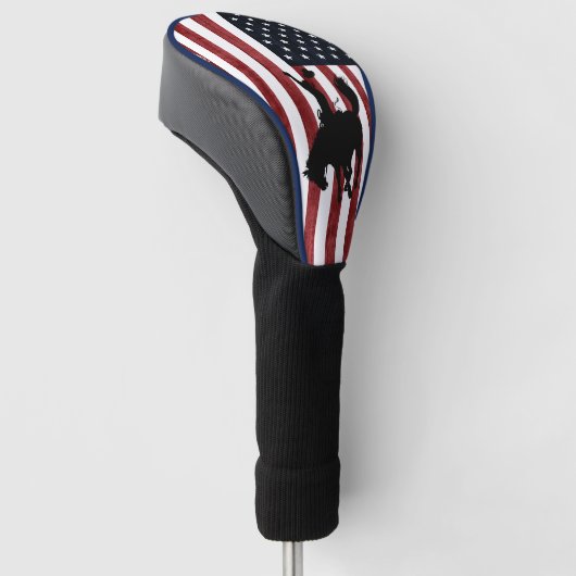 Rodeo Cowboy Patriotic Grunge Flag Golfheadcover (Schuin)