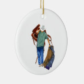 Rodeo Cowboy, personaliseer de rug Keramisch Ornament (Rechts)