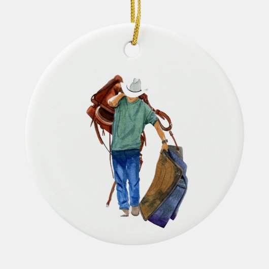 Rodeo Cowboy, personaliseer de rug Keramisch Ornament (Voorkant)