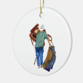 Rodeo Cowboy, personaliseer de rug Keramisch Ornament (Links)