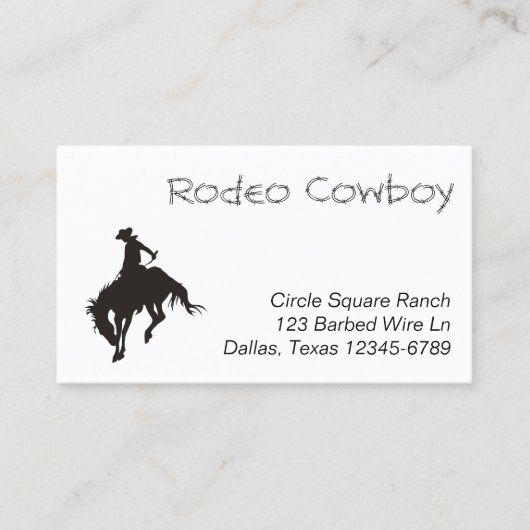 Rodeo Cowboy Silhouet Visitekaartje (Voorkant)