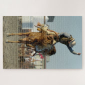 Rodeo Cowboy Stampend Paard Wilde Rit Legpuzzel (Horizontaal)