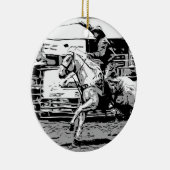 Rodeo Cowboy - Steer Roping Event Keramisch Ornament (Rechts)