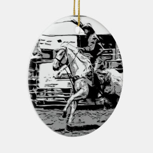 Rodeo Cowboy - Steer Roping Event Keramisch Ornament