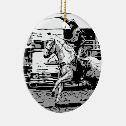 Rodeo Cowboy - Steer Roping Event Keramisch Ornament (Rechts)