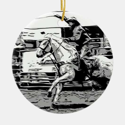 Rodeo Cowboy - Steer Roping Event Keramisch Ornament (Voorkant)
