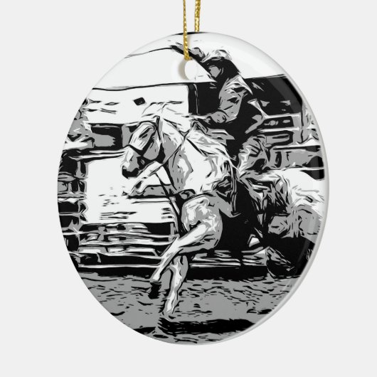Rodeo Cowboy - Steer Roping Event Keramisch Ornament (Links)