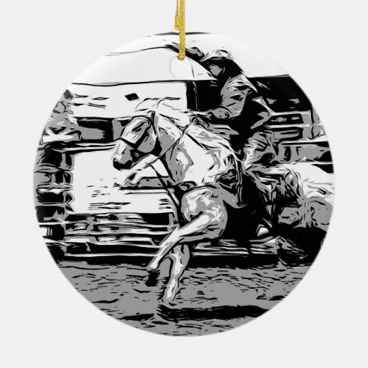 Rodeo Cowboy - Steer Roping Event Keramisch Ornament (Achterkant)