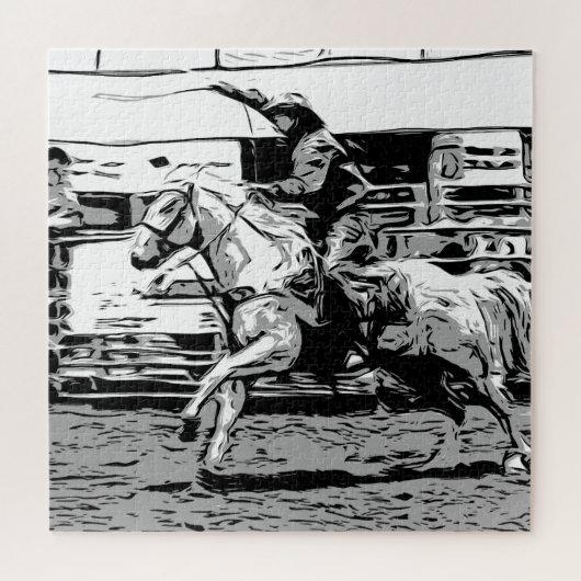 Rodeo Cowboy - Steer Roping Event Legpuzzel (Horizontaal)