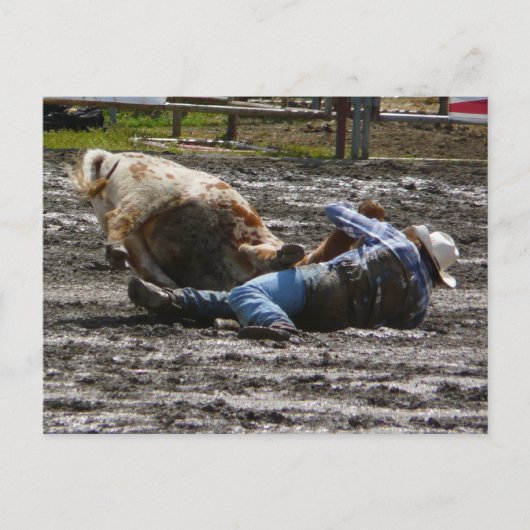 Rodeo Cowboy Steer Wrestling Briefkaart (Voorkant)