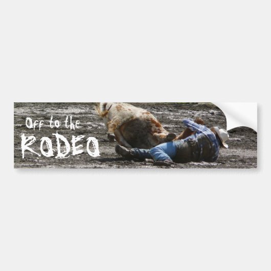 Rodeo Cowboy Steer Wrestling Bumpersticker (Voorkant)