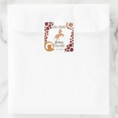 Rodeo cowboy verjaardagspatroon koe pony vierkante sticker (Tas)