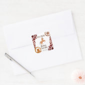 Rodeo cowboy verjaardagspatroon koe pony vierkante sticker (Envelop)